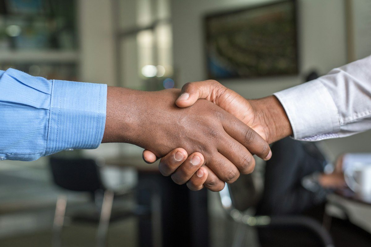 A handshake between two people